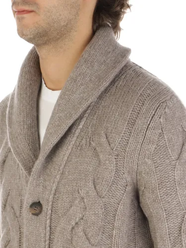 Picture of BARBA | Men's Shawled Cable Knit Wool Cardigan