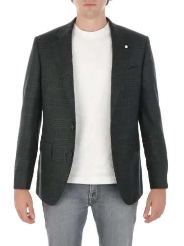 Picture of LUIGI BIANCHI MANTOVA | Men's Prince of Wales Wool Blazer