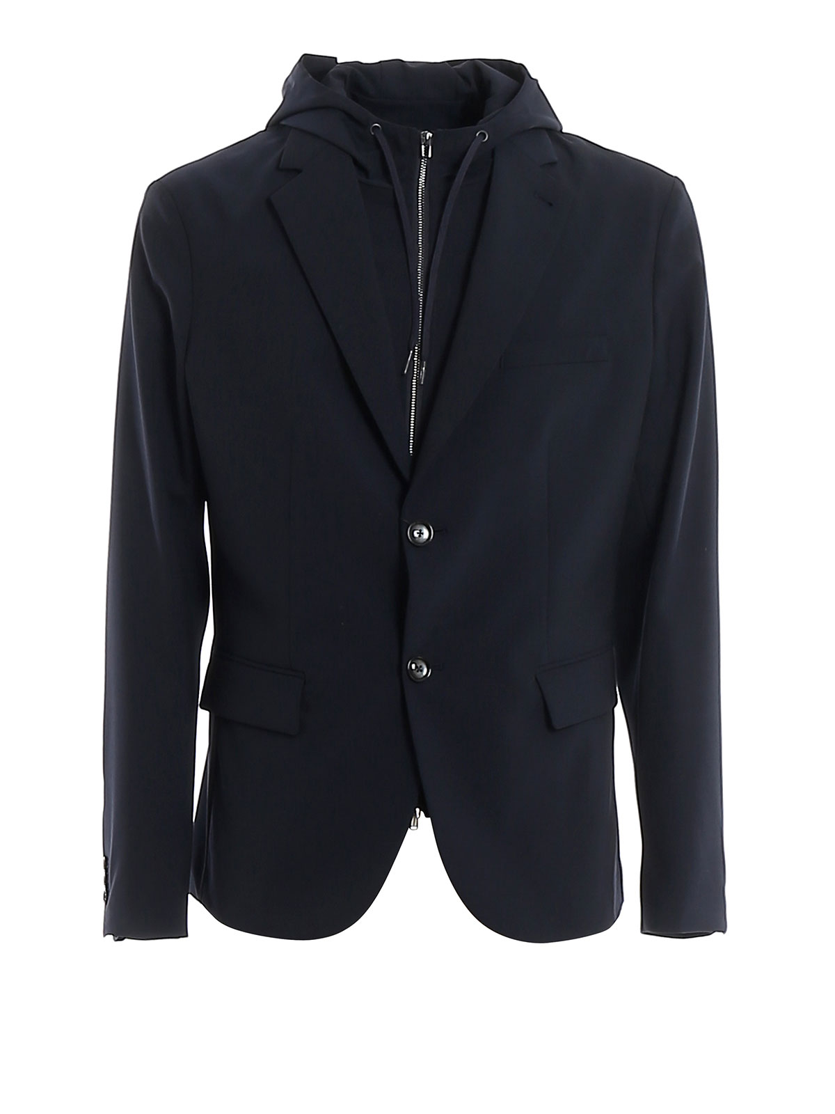 EMPORIO ARMANI Men's Hooded Wool Blazer Blue | 3H1GL21NJWZ | Botta & B  Online Store