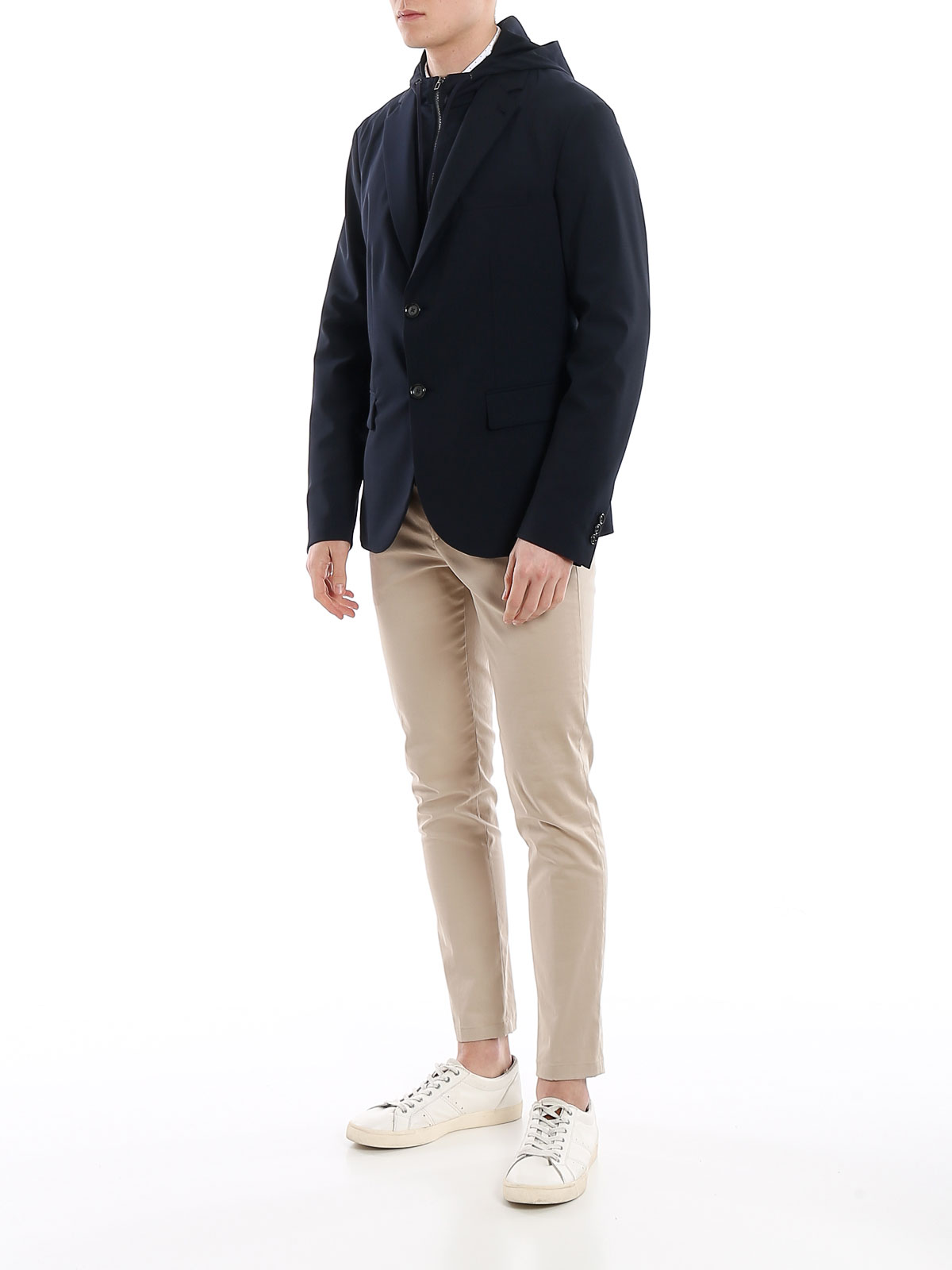 EMPORIO ARMANI Men's Hooded Wool Blazer Blue | 3H1GL21NJWZ | Botta & B  Online Store