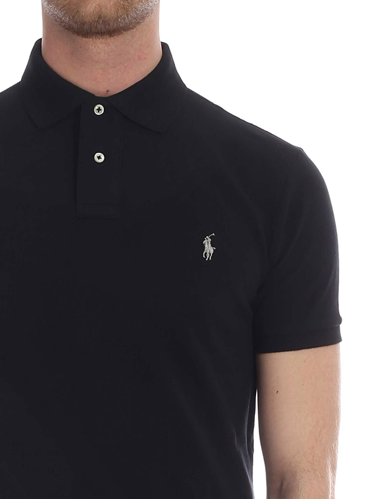 POLO RALPH LAUREN Men's Slim Fit Polo Shirt Black | 710548797009 ...