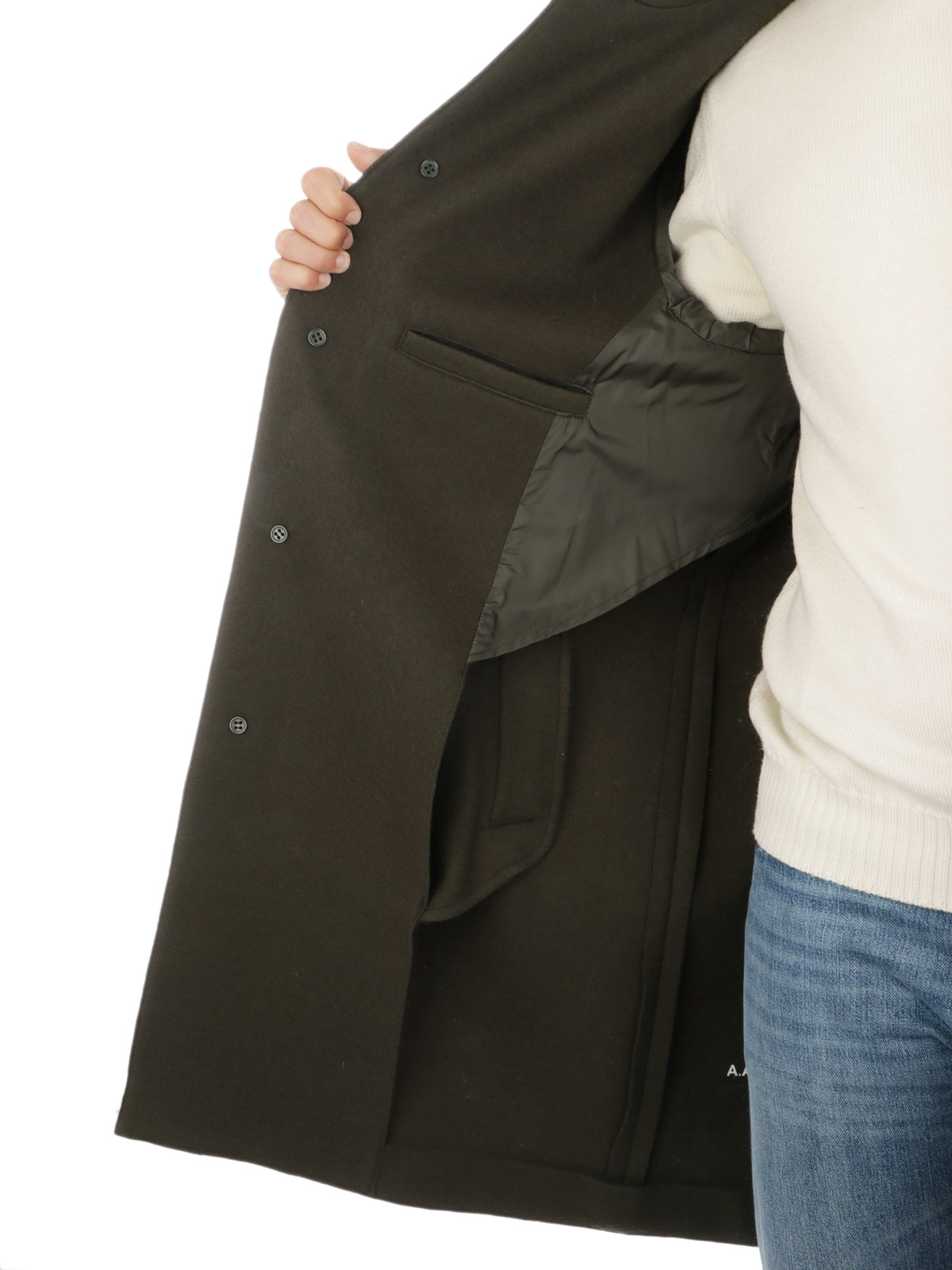 ASPESI Men s New Virtuoso Wool Coat Military Green AC35E522 Botta B Online Store