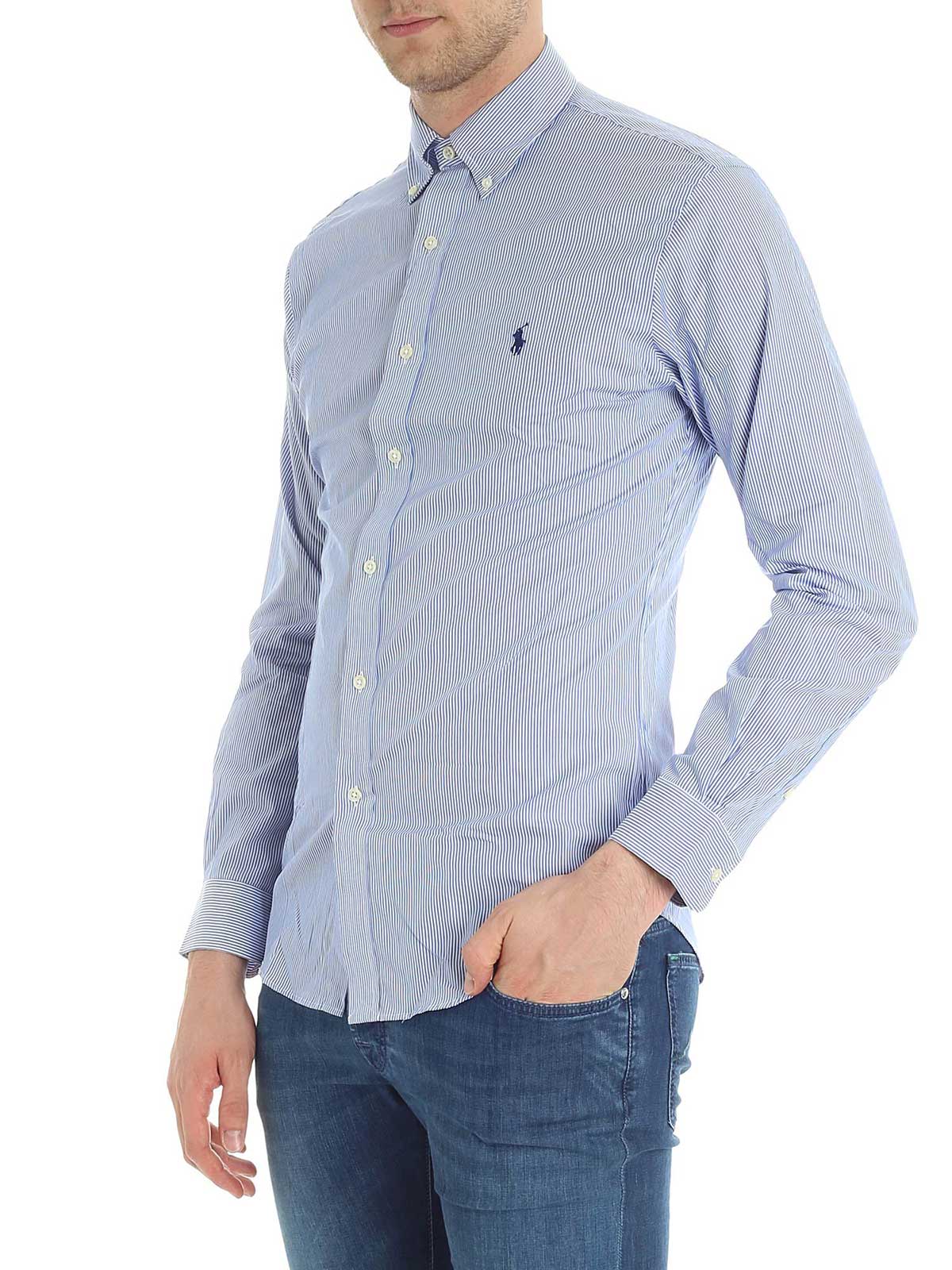 polo ralph men 39 s striped slim fit shirt blue white polo ralph jeans size chart