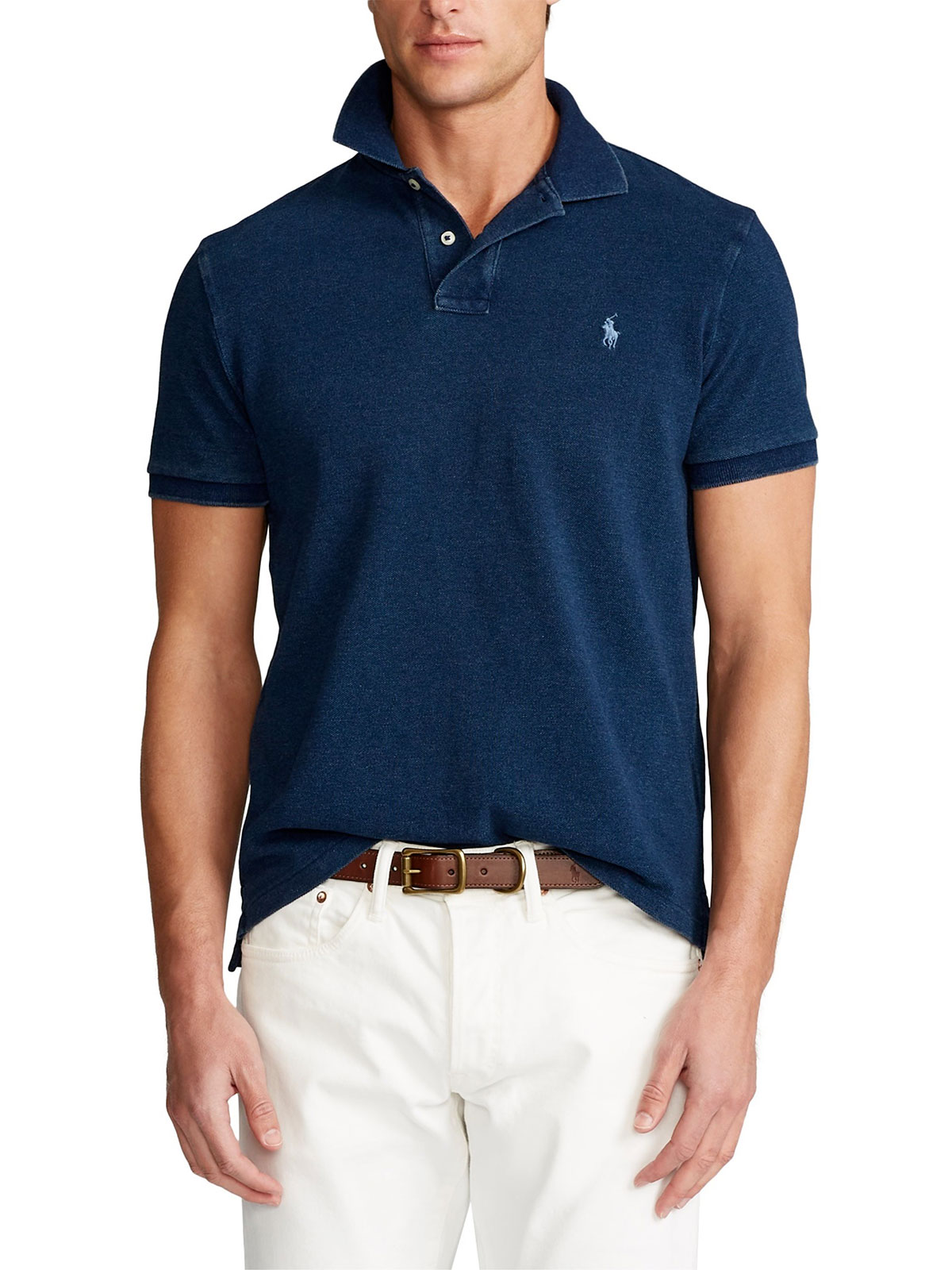 denim blue polo shirt