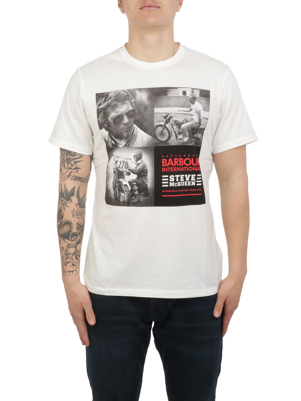 mens white barbour t shirt