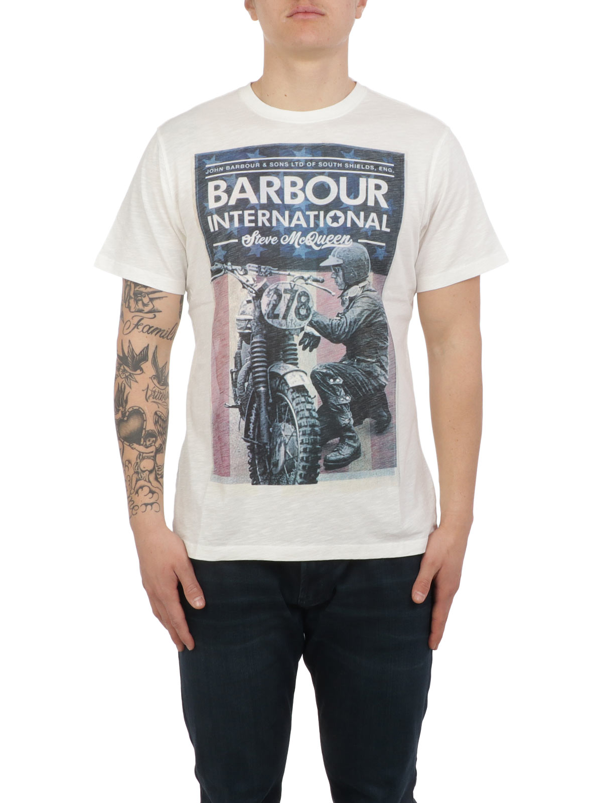 mens white barbour t shirt