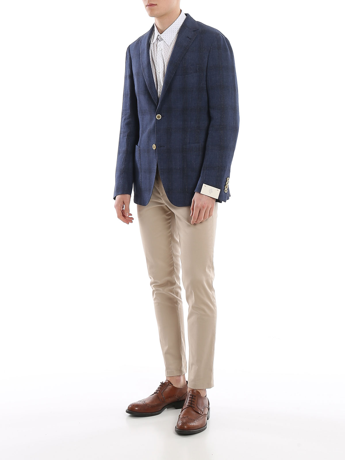 ELEVENTY Giacca Uomo in Cotone e Lino Blu | A70GIAA04TES0A046 | Botta \u0026 B  Abbigliamento