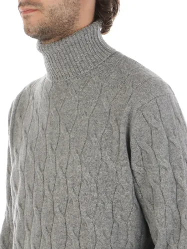 Picture of FILIPPO DE LAURENTIIS | Men's Cable Knit Wool and Cashmere Turtleneck