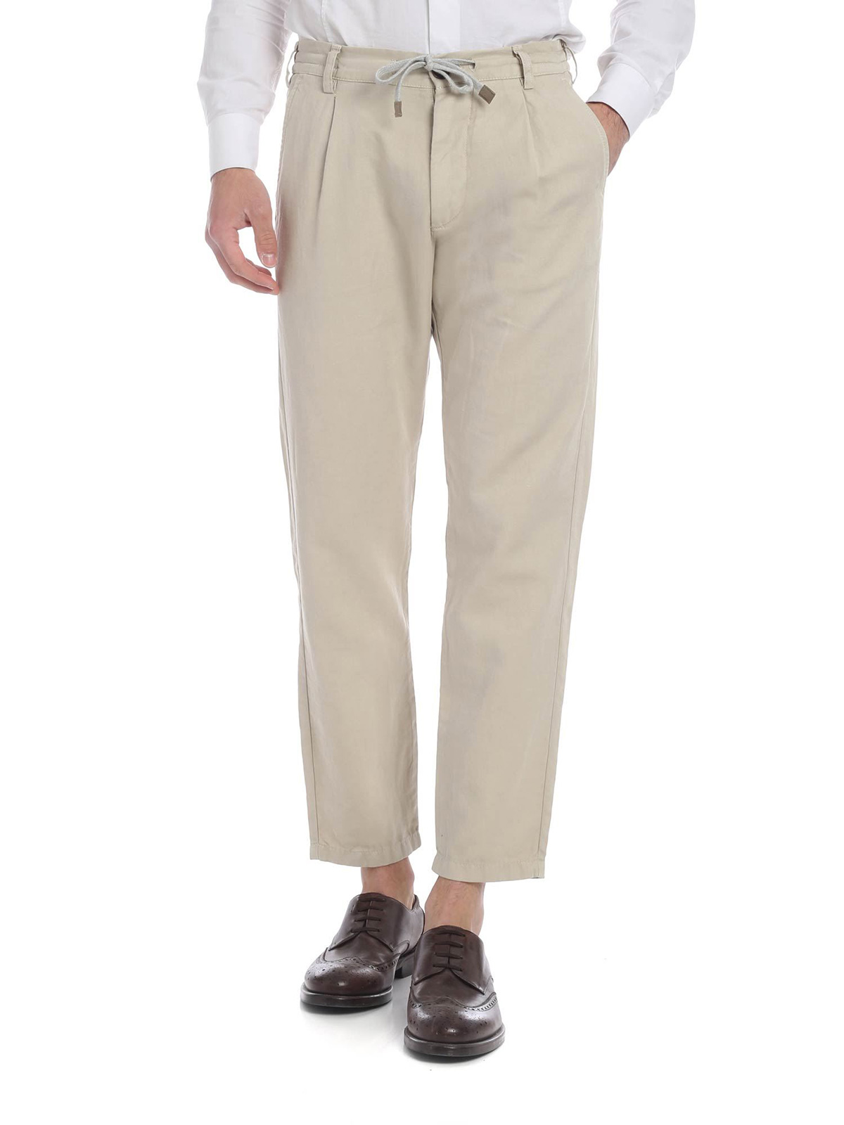 Pantalone Lino Uomo Rigato Elastico Cavallo Basso Verde Panta Tuta Casual  GIOSAL