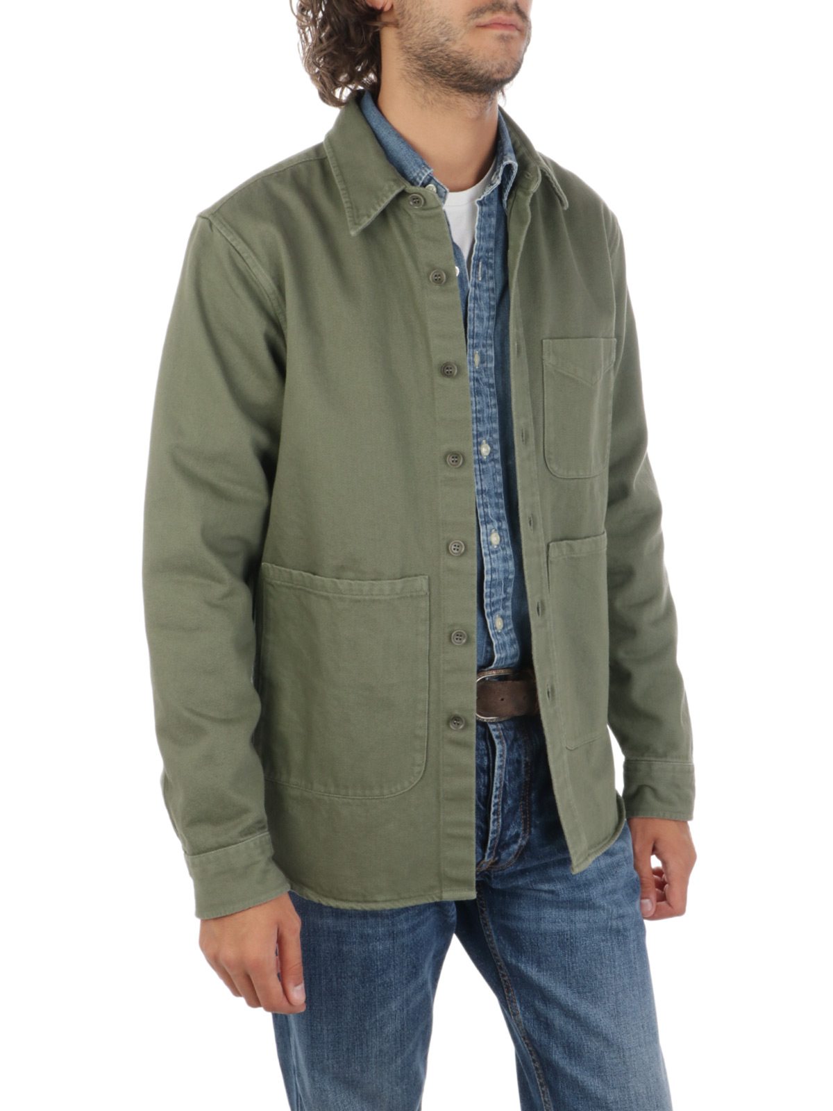 Giacca camicia verde militare uomo sale