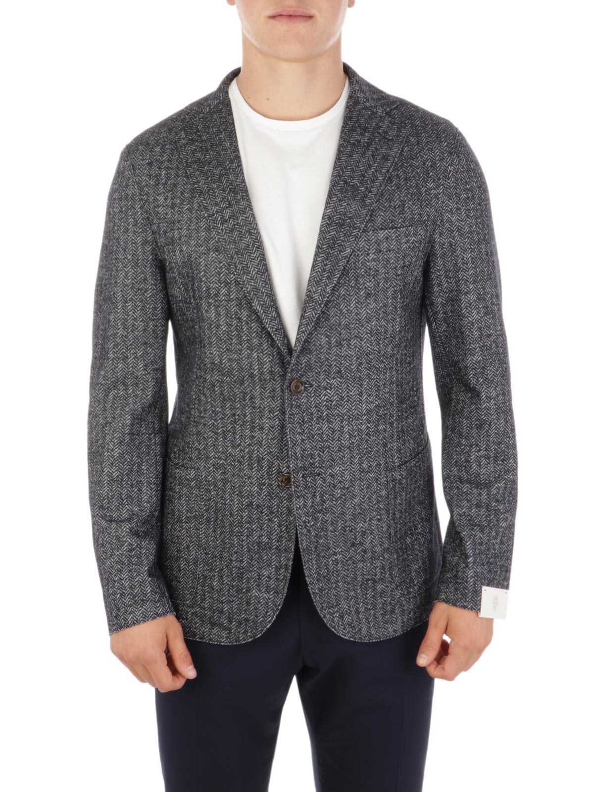 ELEVENTY Men's Herringbone Wool Blazer Blue | B70GIAA01TES0B115 | Botta ...