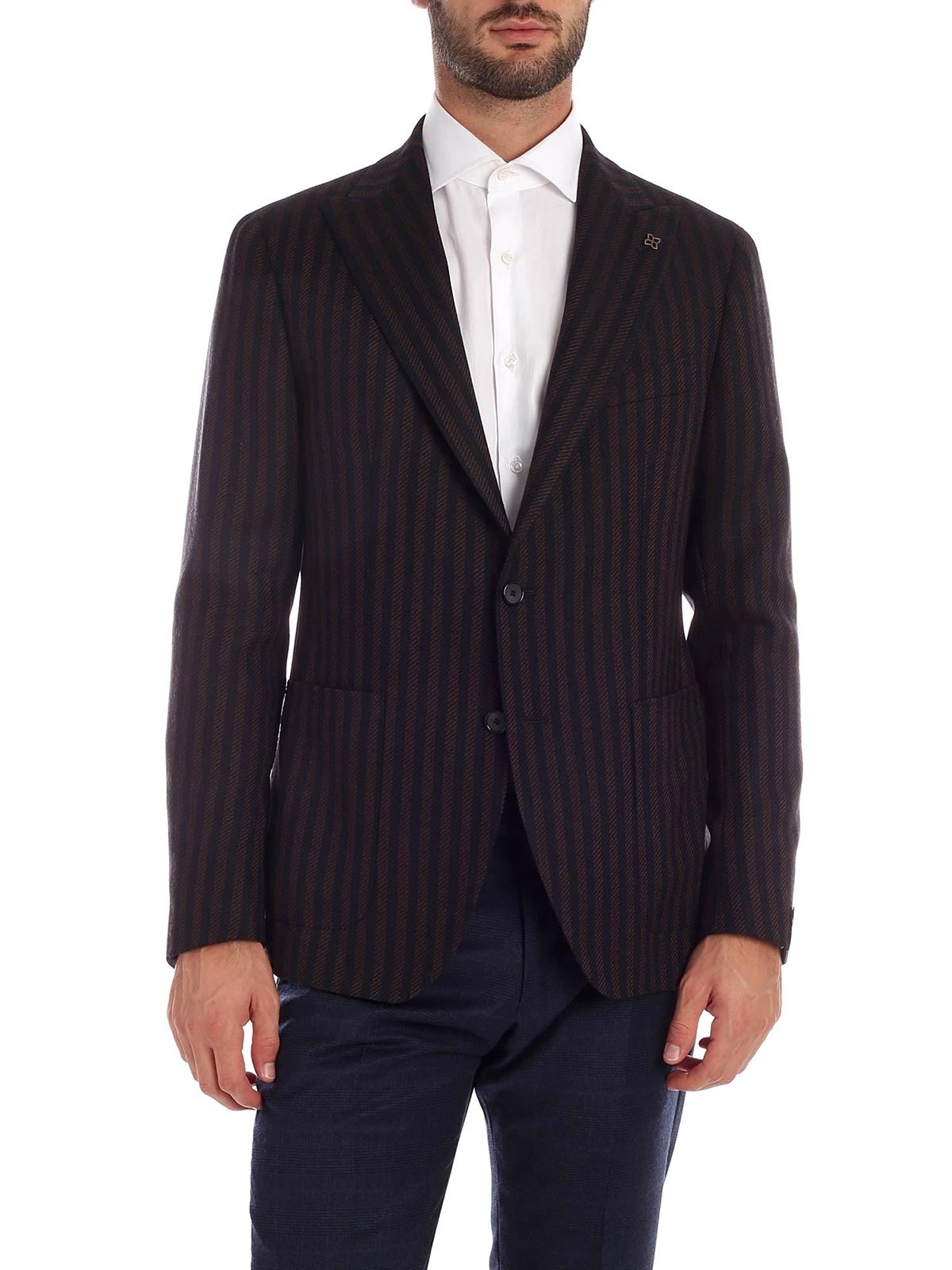 TAGLIATORE Giacca Uomo in Lana a Righe Blu Marrone | 1SMC26K 34BIG251 |  Botta \u0026 B Abbigliamento