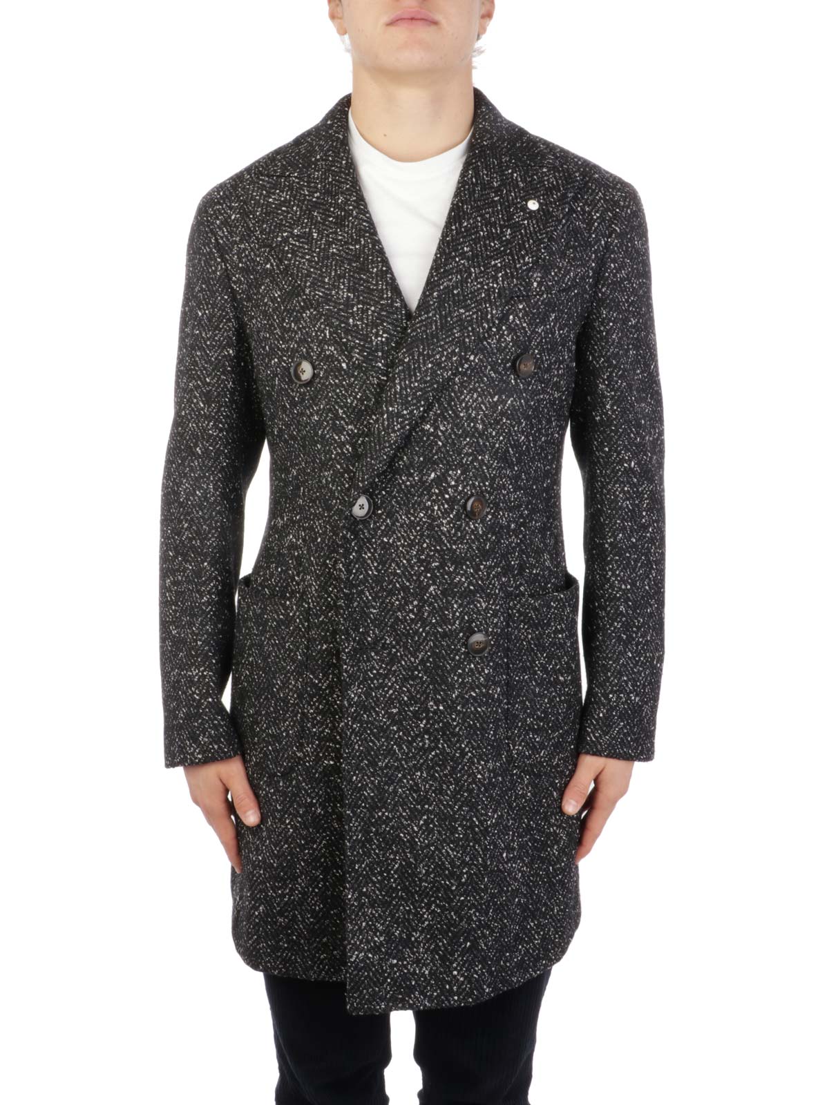 herringbone double breasted coat